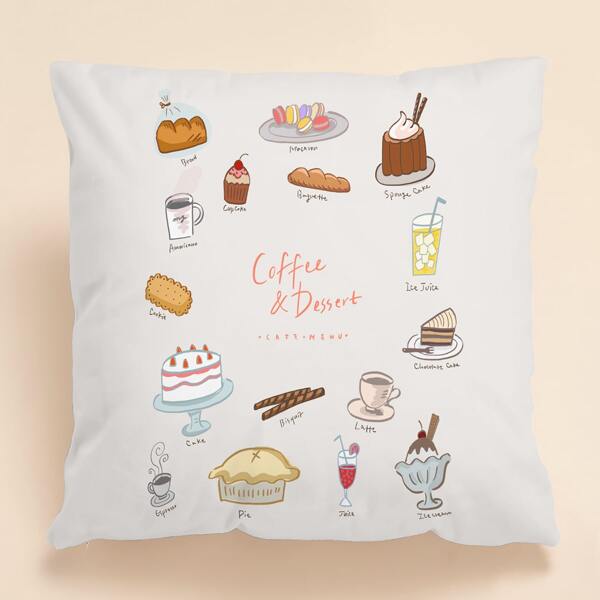 

Dessert Print Cushion Cover Without Filler, Multicolor