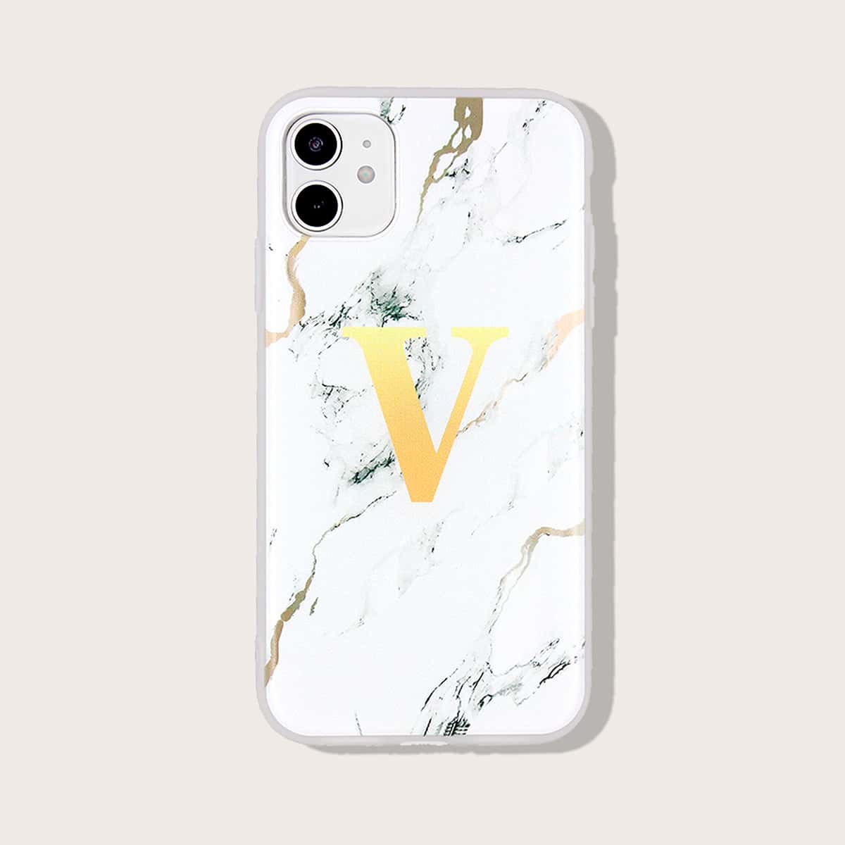 

Letter Graphic Marble Pattern iPhone Case, Multicolor