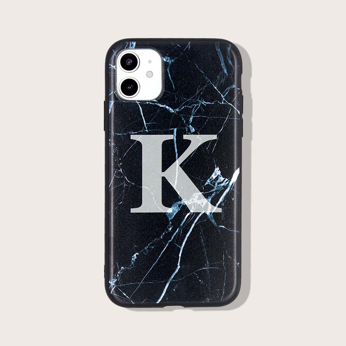 

Letter Graphic Marble Pattern iPhone Case, Multicolor