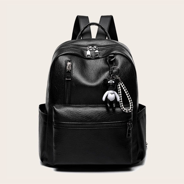 

Minimalist Backpack With Bag Charm, Black