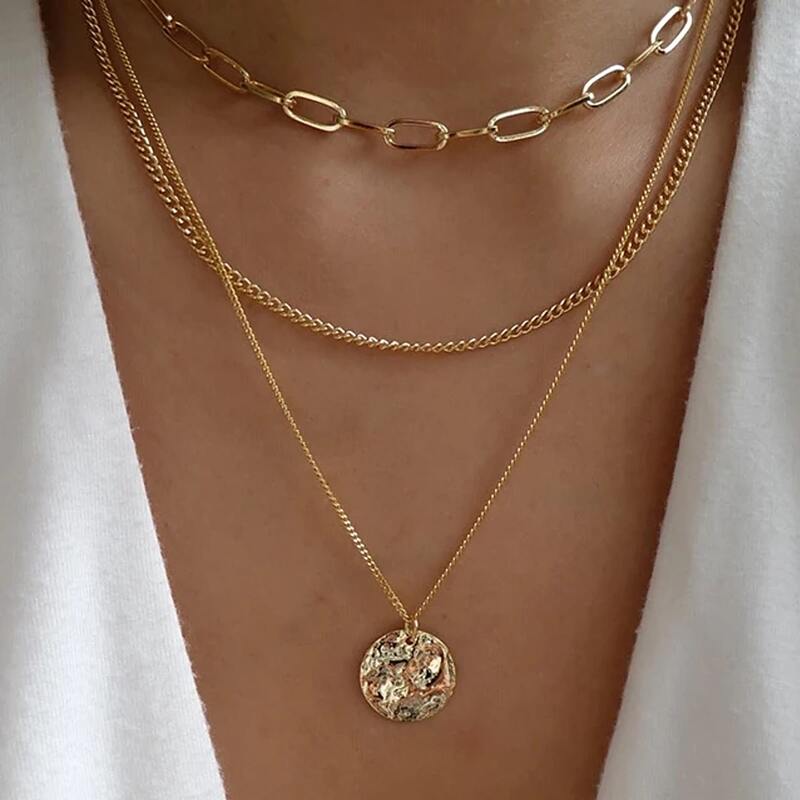 

Round Decor Chain Necklace, Gold
