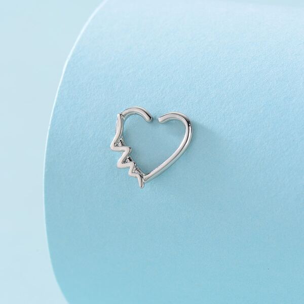 

Heart Design Nose Ring, Silver