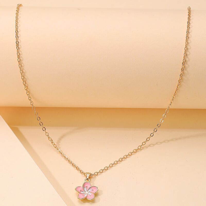 

Simple Flower Charm Necklace, Multicolor