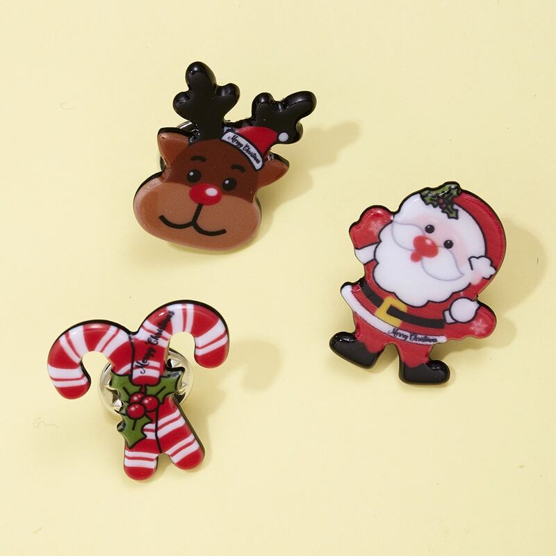 

3pcs Christmas Cartoon Brooch, Multicolor