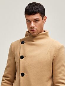 Manfinity Abrigo con botón asimétrico - Camel - Ver 4