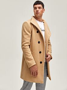 Manfinity Abrigo con botón asimétrico - Camel - Ver 5
