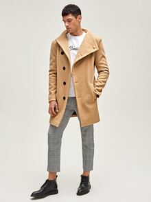 Manfinity Abrigo con botón asimétrico - Camel - Ver 6