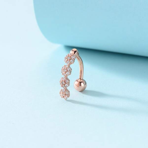 

Rhinestone Decor Belly Ring, Rose gold