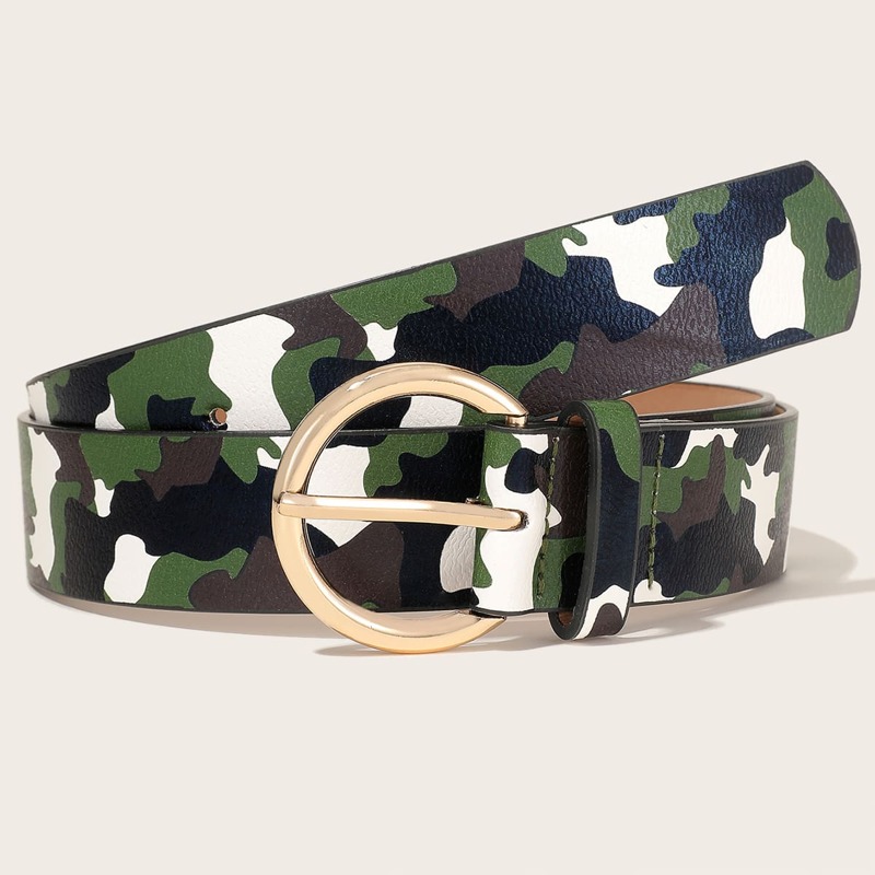 

Camouflage Print Buckle Belt, Green