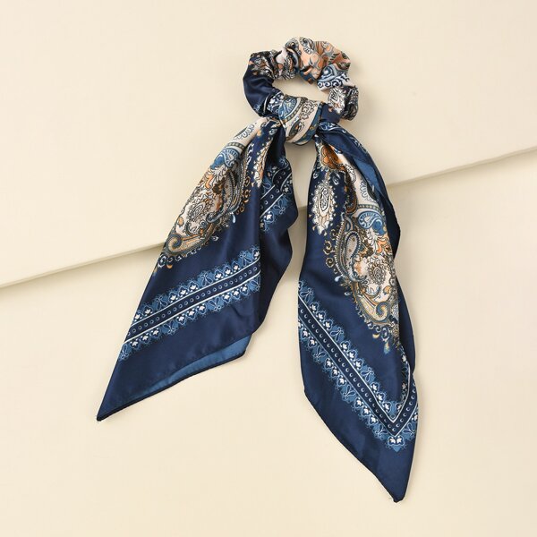 

Paisley Pattern Scrunchie Scarf, Dusty blue