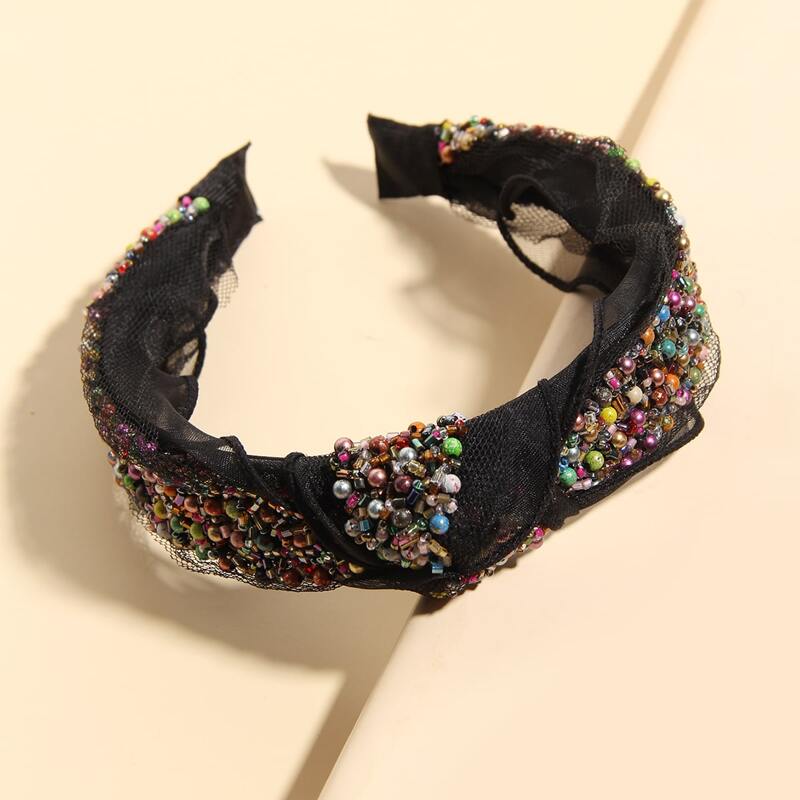 

Bead Decor Knot Hair Hoop, Black