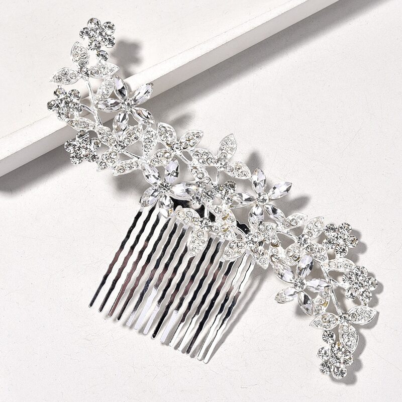 

Rhinestone Decor Hair Comb, Silver