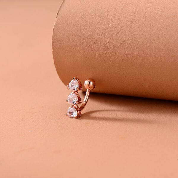 

Rhinestone Decor Belly Ring, Rose gold