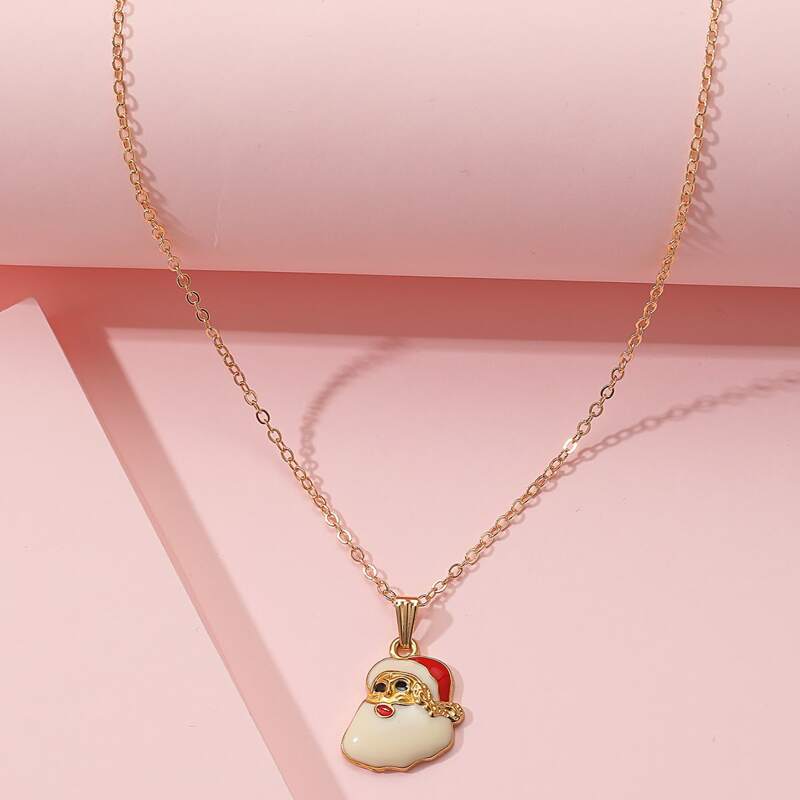 

Christmas Santa Claus Charm Necklace, Multicolor