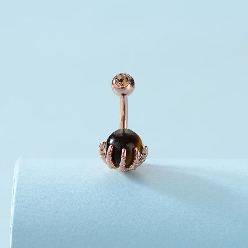 

Rhinestone Claw Belly Ring, Rose gold