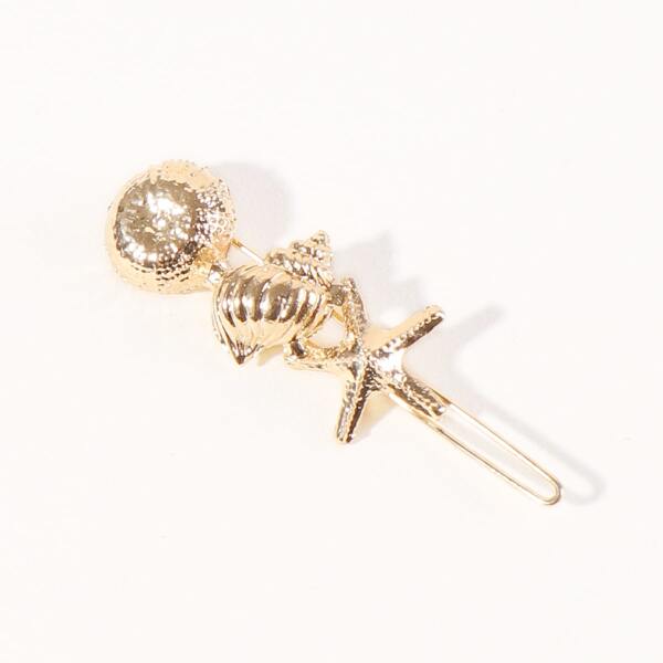 

Girls Shell Decor Hair Clip, Gold