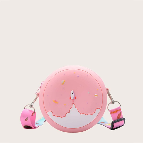 

Girls Cartoon Graphic Box Bag, Pink