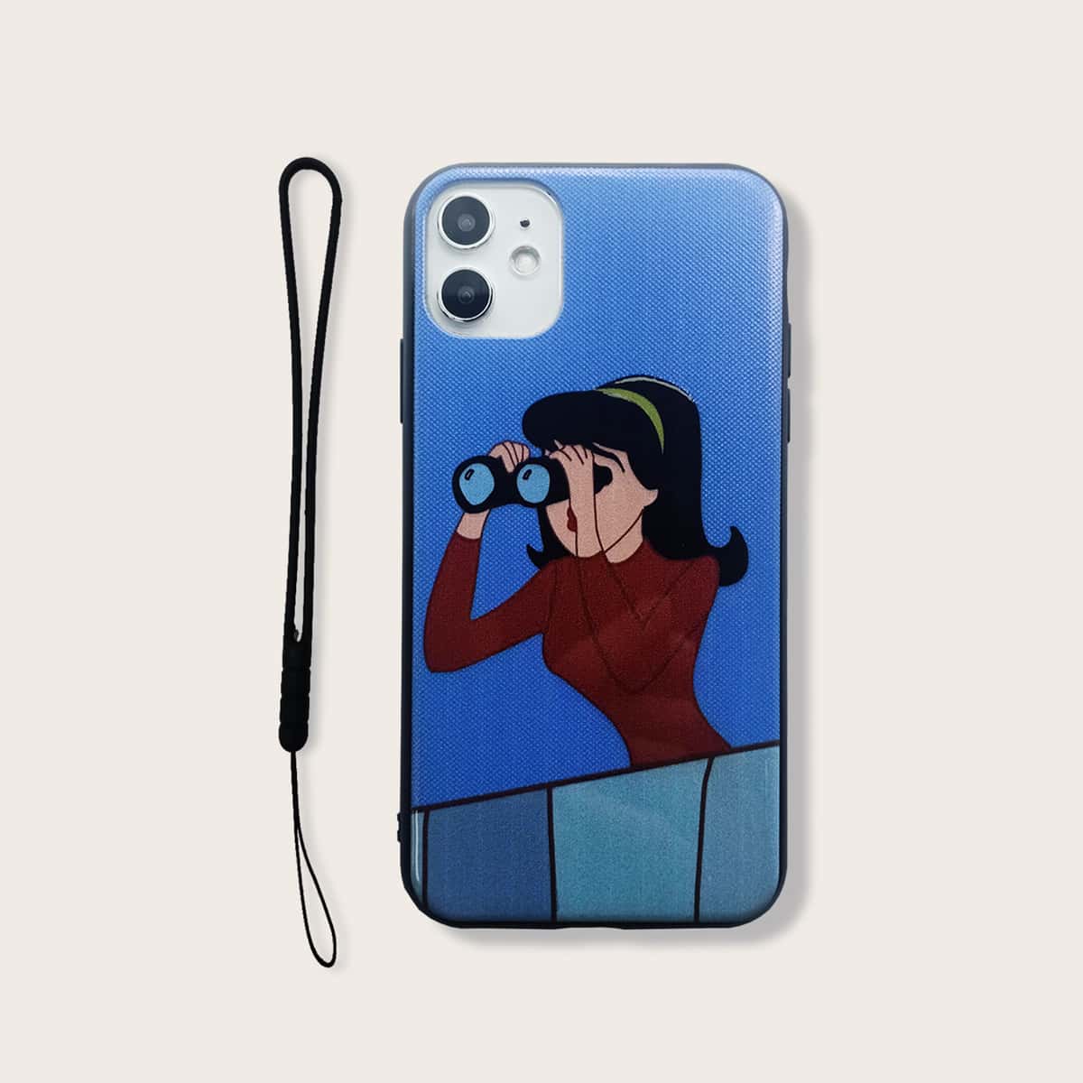 

Figure Graphic iPhone Case With Lanyard, Blue