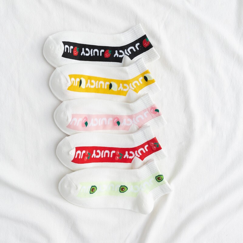 

5pairs Fruit Ankle Socks, Multicolor