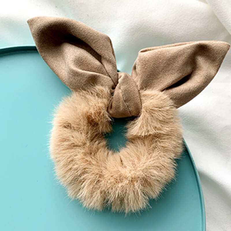 

Fluffy Ear Hair Tie, Khaki