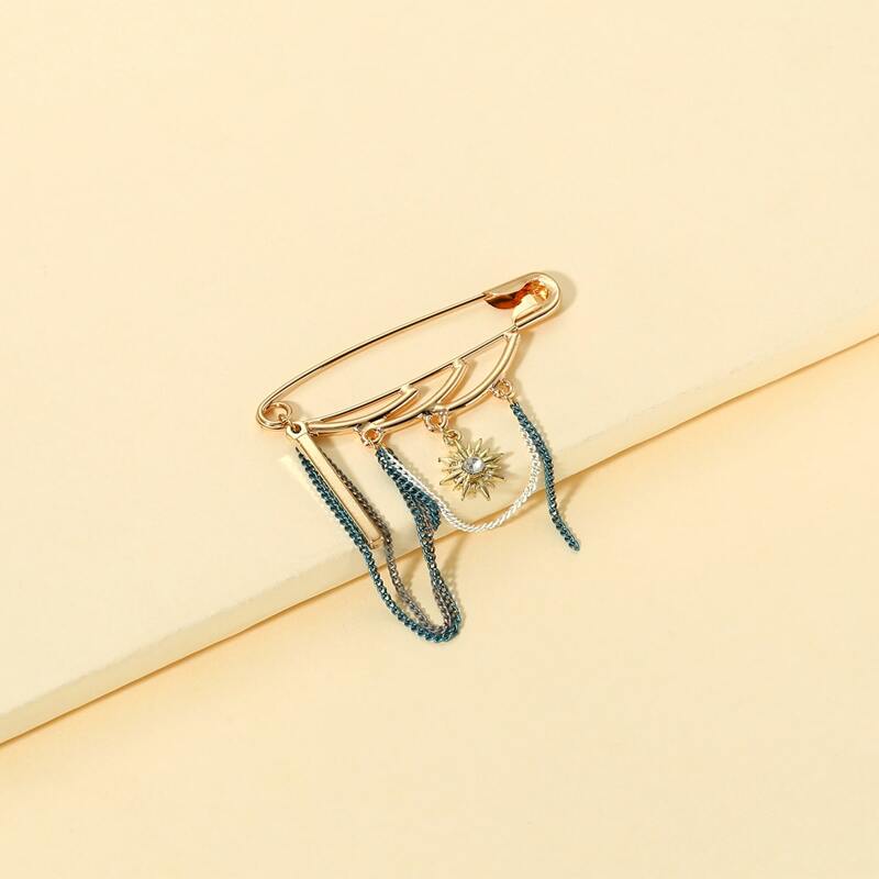 

1pc Sun Tassel Brooch, Gold