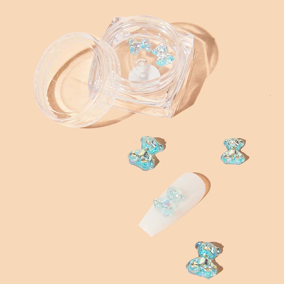 

1box Bear Shaped Nail Art Decoration, Blue