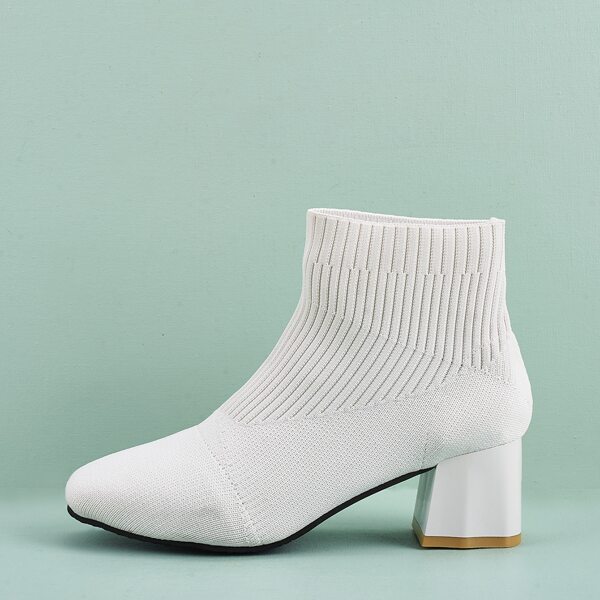 

Chunky Heeled Knit Ankle Boots, Beige