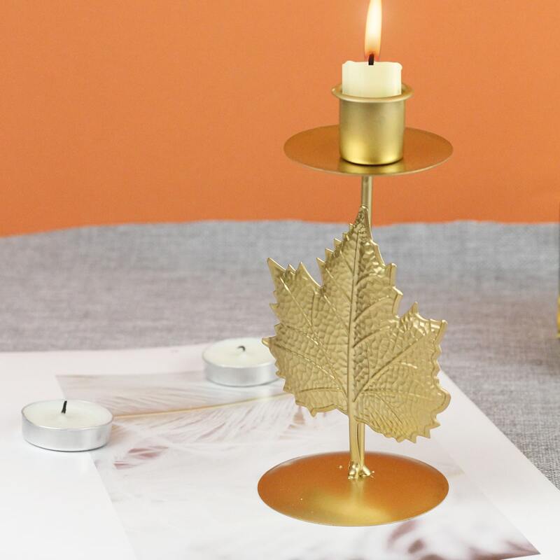 

Leaf Design Candle Holder, Gold