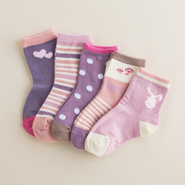 

5pairs Toddler Girls Cartoon Graphic Socks, Multicolor