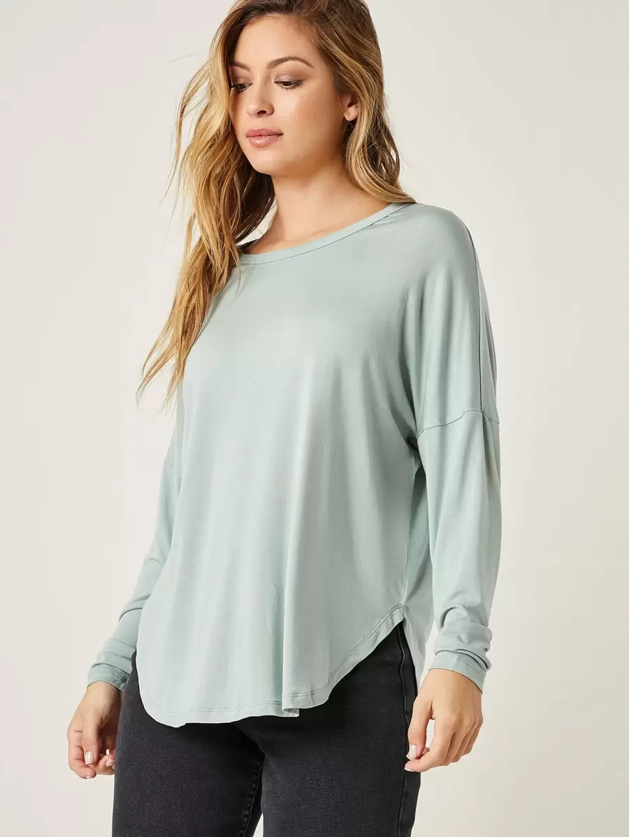 SHEIN BASICS 落肩超大號T恤 - 薄荷綠 - 查看 1