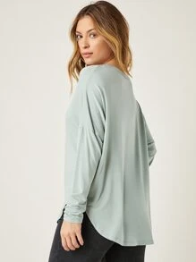 SHEIN BASICS 落肩超大號T恤 - 薄荷綠 - 查看 2