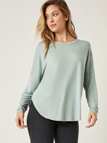 SHEIN BASICS 落肩超大號T恤 - 薄荷綠 - 查看 3