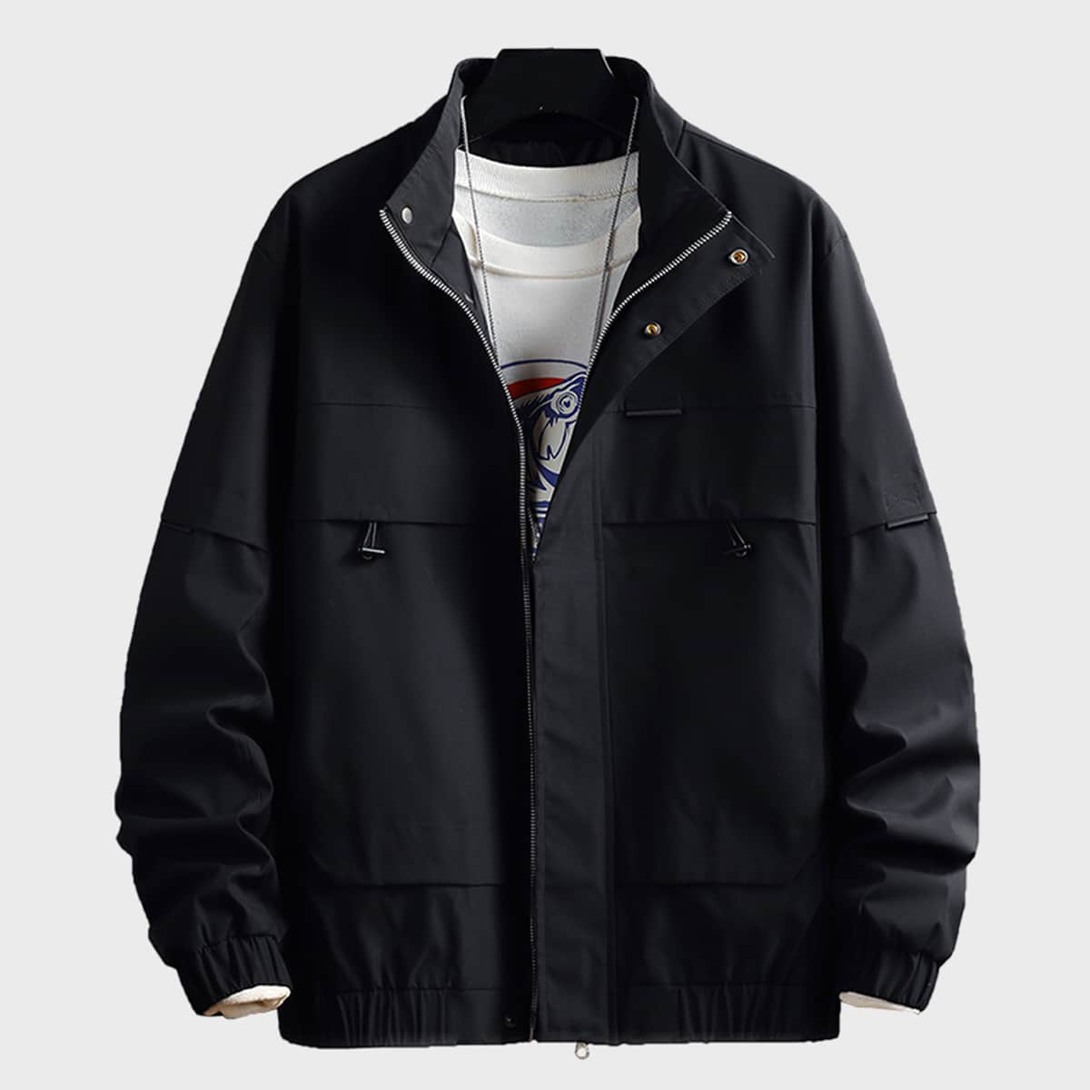 

Guys Solid Zip Up Jacket, Black