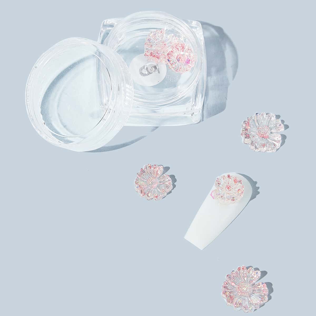 

1box Flower Shaped Nail Art Decoration, Baby pink