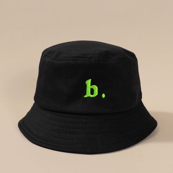 

Toddler Kids Letter Embroidery Bucket Hat, Black
