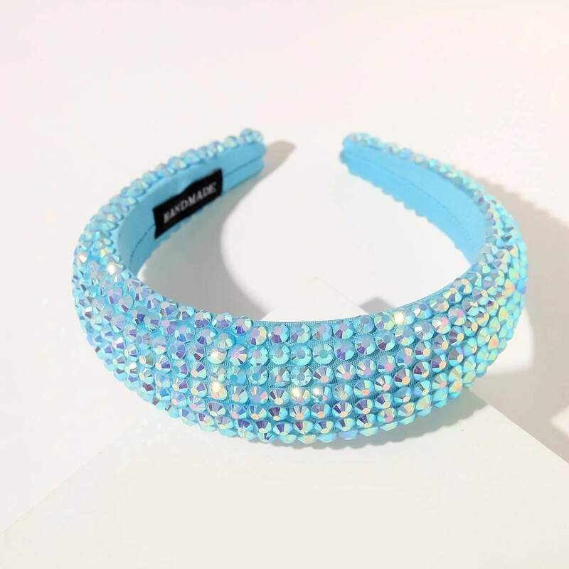 

Rhinestone Wide Hair Hoop, Royal blue