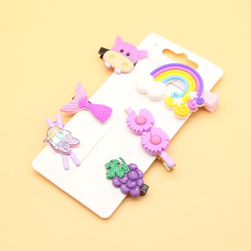 

6pcs Cartoon Hair Clip, Purple