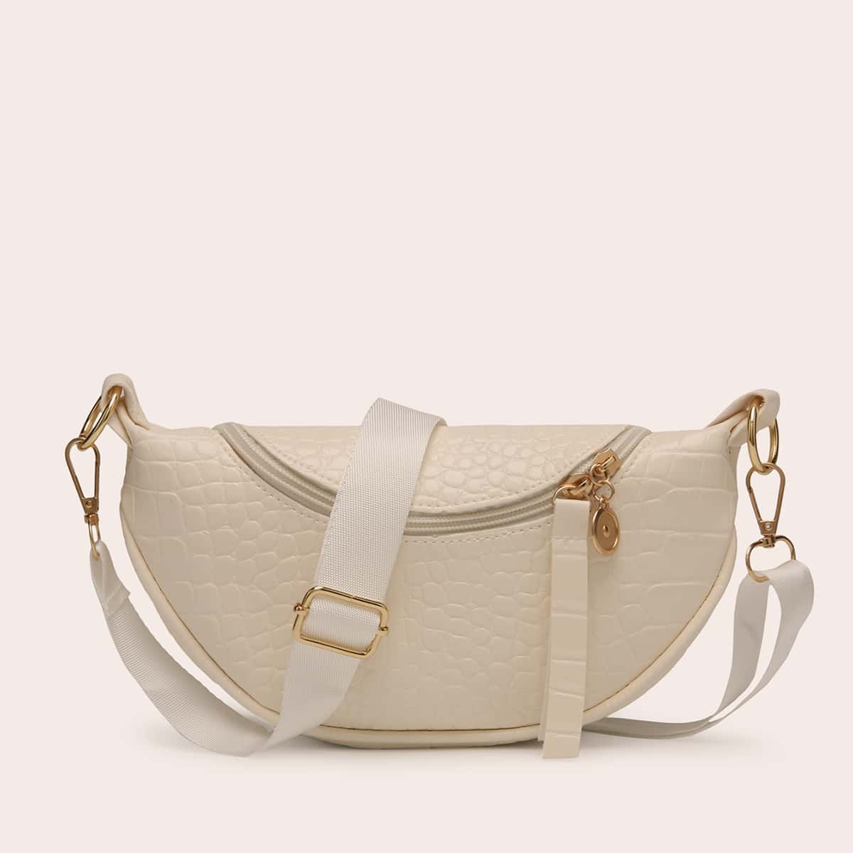 

Croc Embossed Crossbody Bag, Beige