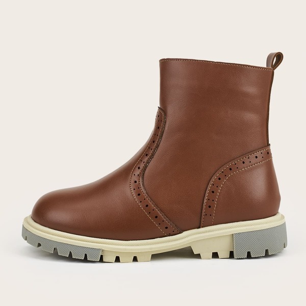 

Toddler Girls Round Toe Side Zip Ankle Boots, Brown