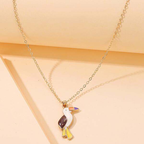 

Bird Charm Necklace, Multicolor