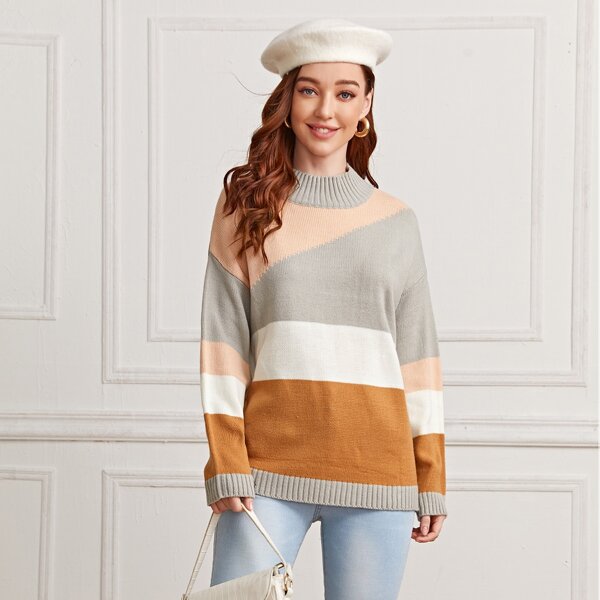 

Drop Shoulder Color Block Sweater, Multicolor