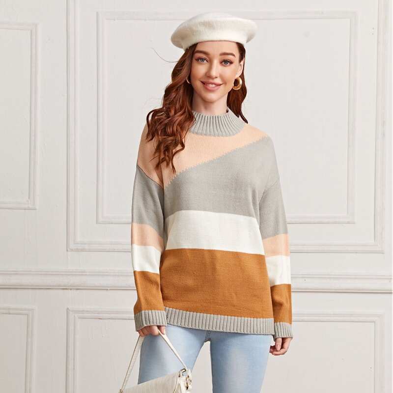 

Drop Shoulder Color Block Sweater, Multicolor