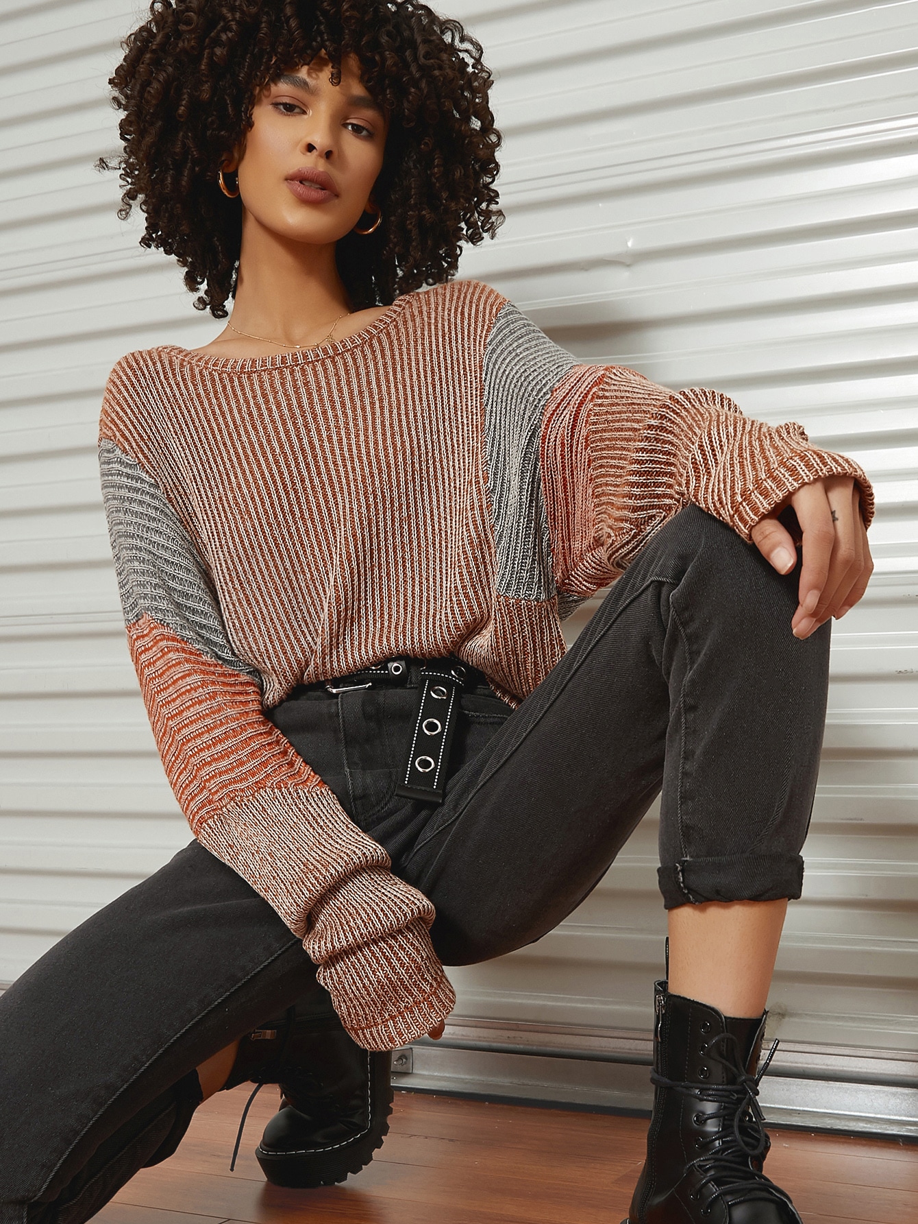 Drop Shoulder Colorblock Sweater thumbnail