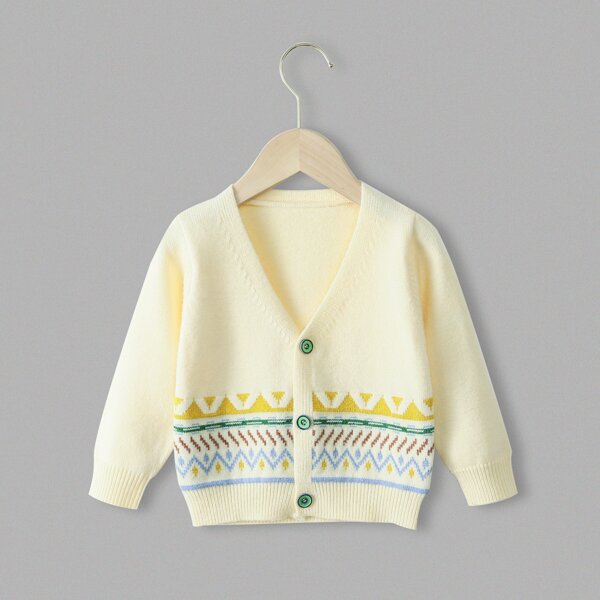 

Toddler Girls Geo Pattern Button Front Cardigan, Yellow pastel