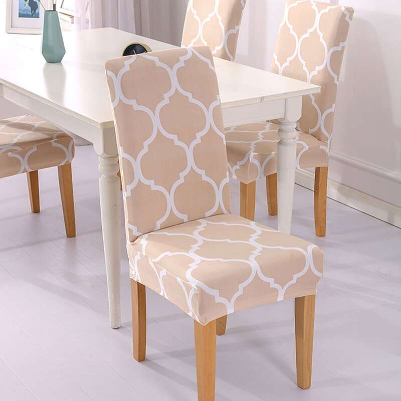 

1pc Geometric Pattern Stretchy Chair Cover, Khaki