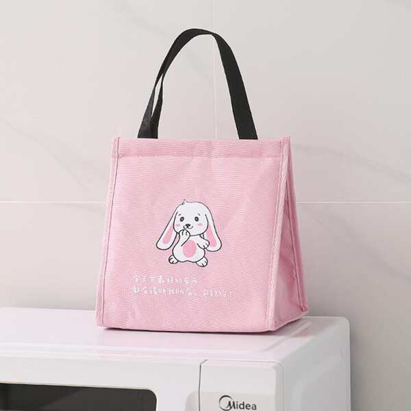 

1pc Cartoon Graphic Insulated Lunch Bag, Pink