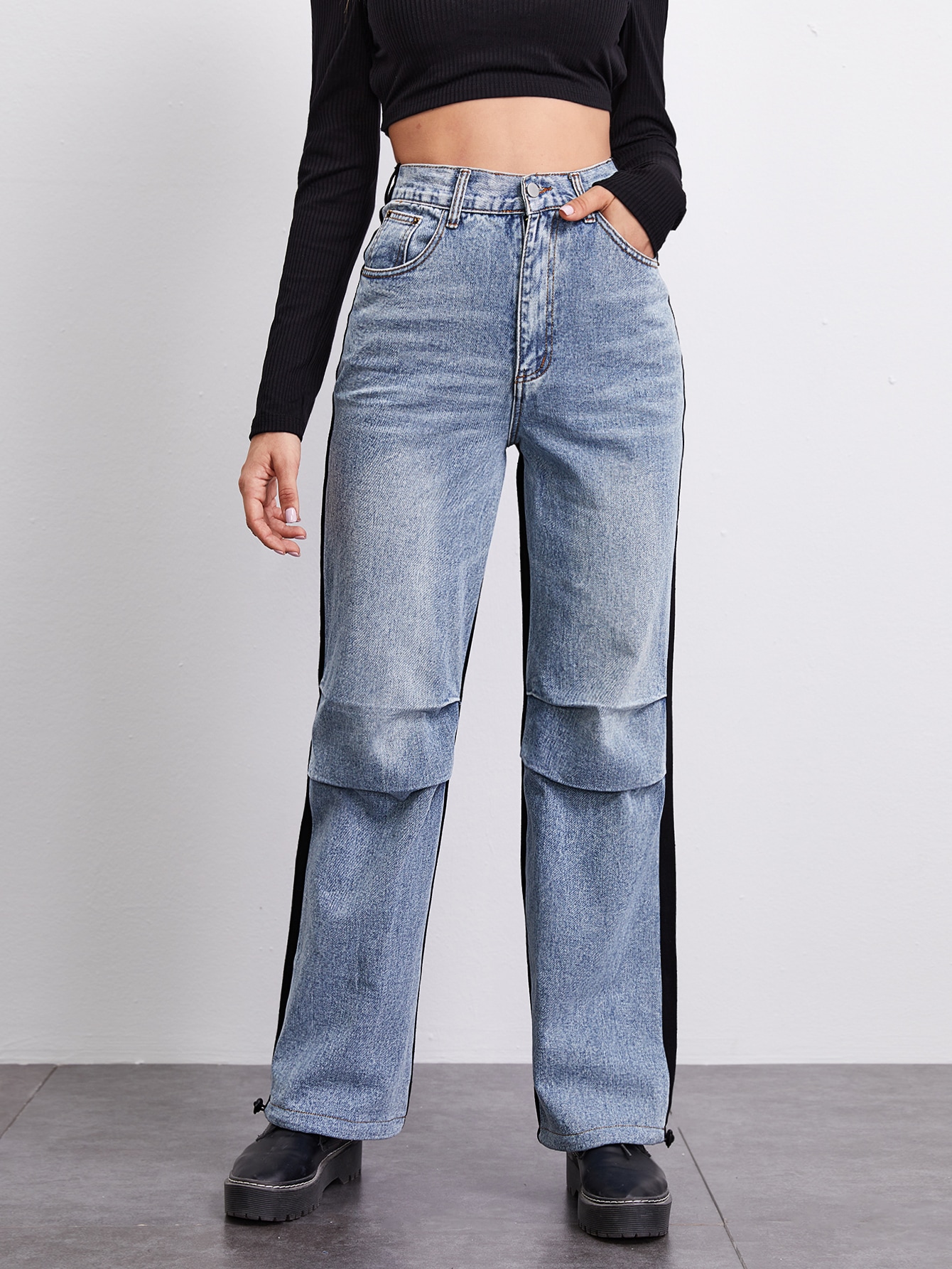 two tone jeans shein