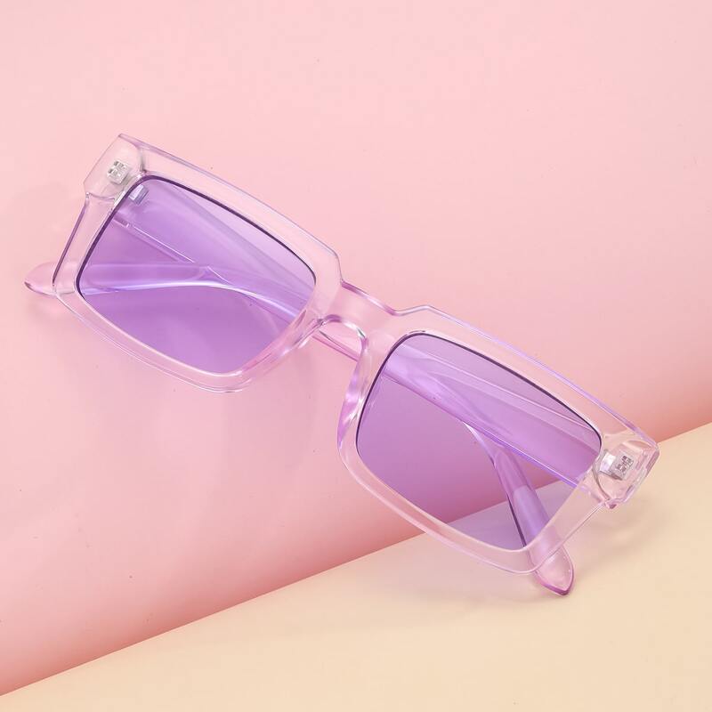 

Square Frame Sunglasses, Clear lilac purple