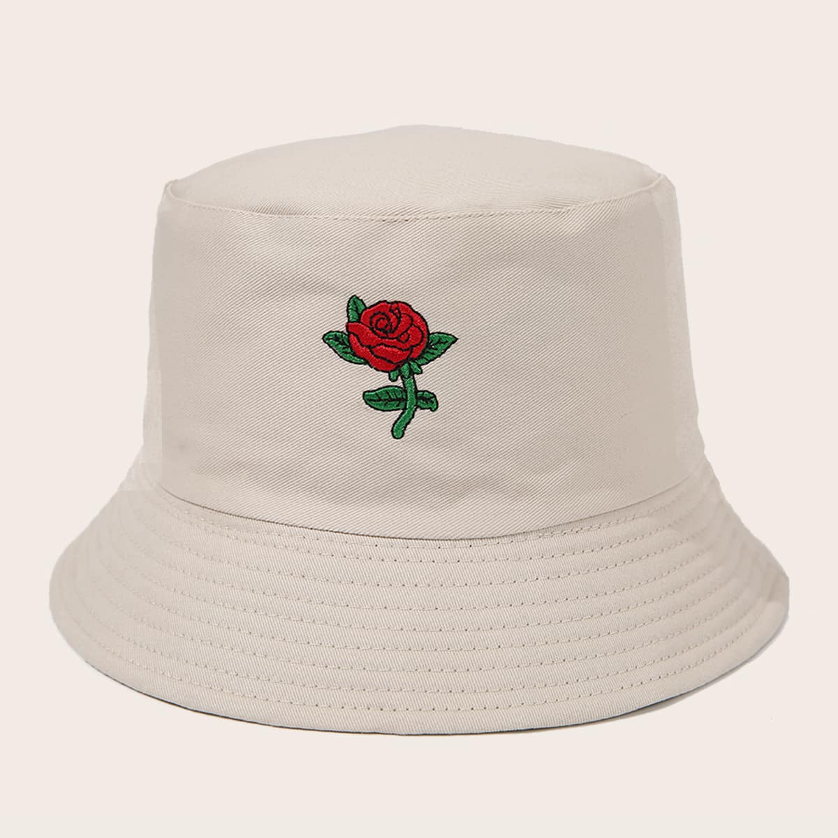 

Rose Embroidery Bucket Hat, Beige