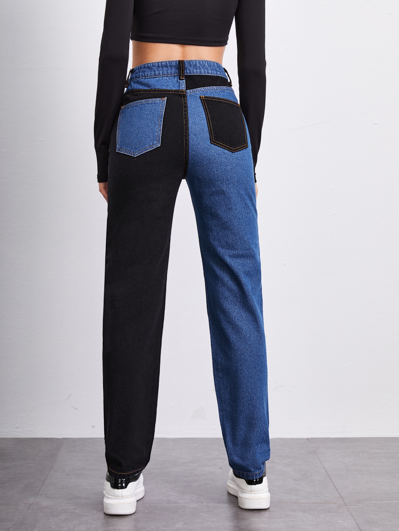 two tone jeans shein